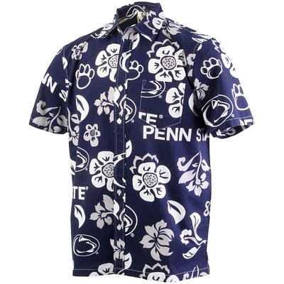 Men's Wes & Willy Navy Penn State Nittany Lions Floral Button-Up Shirt