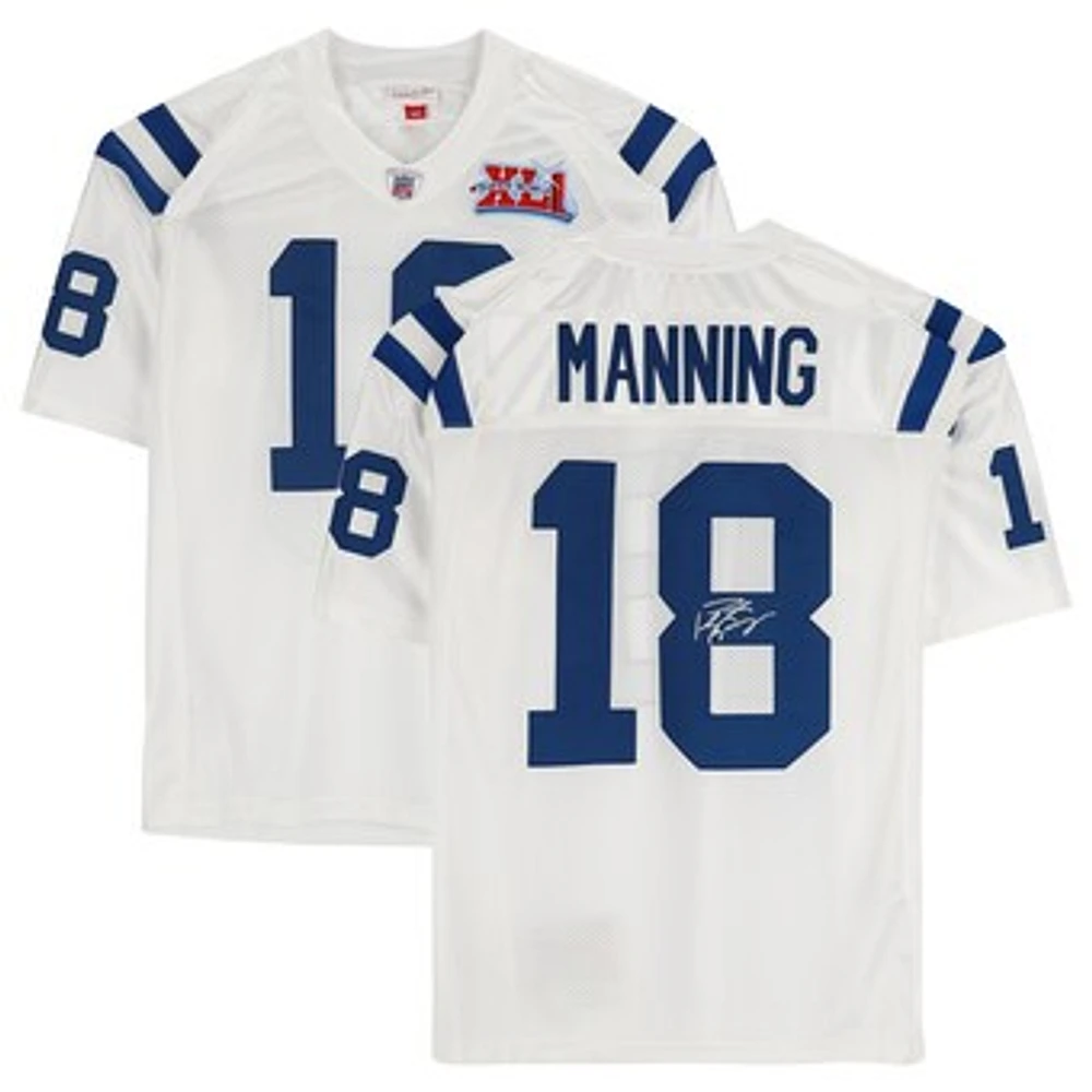 Peyton Manning Indianapolis Colts Autographed Mitchell & Ness 2006 Super Bowl Patch White Authentic Jersey