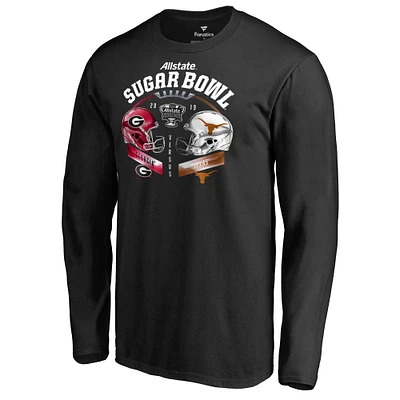 Men's Fanatics Black Georgia Bulldogs vs. Texas Longhorns 2019 Sugar Bowl Matchup Encroachment Long Sleeve T-Shirt