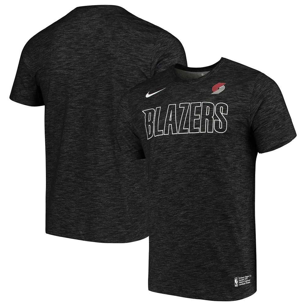 Men's Nike Heathered Black Portland Trail Blazers Essential Facility Performance T-Shirt