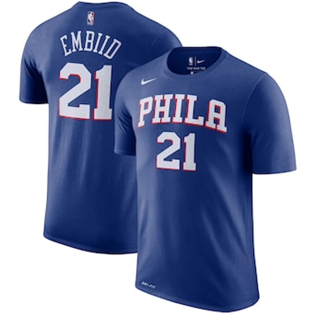 Men's Nike Joel Embiid Royal Philadelphia 76ers Player Name & Number Performance T-Shirt