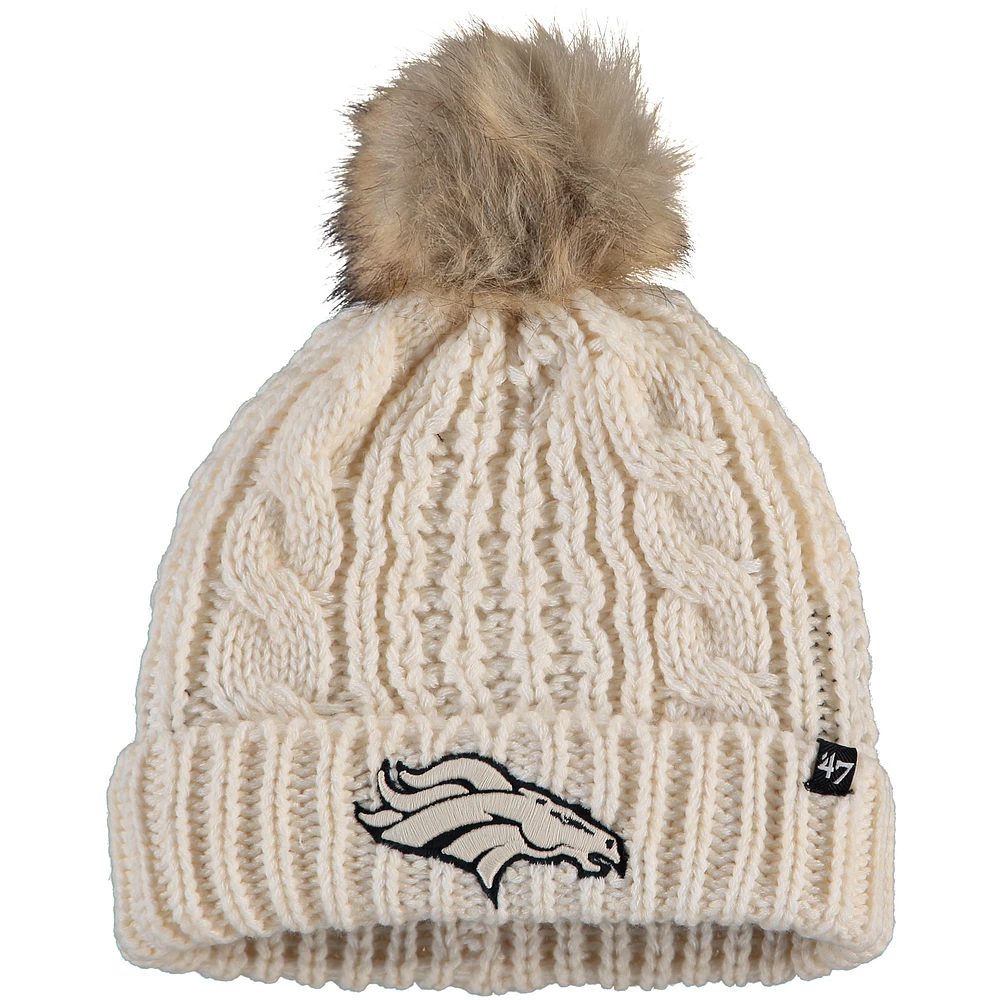 Women's '47 Cream Denver Broncos Meeko Cuffed Knit Hat With Pom