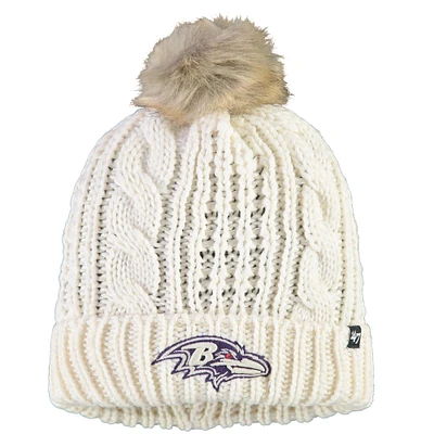 Women's '47 Cream Baltimore Ravens Meeko Cuffed Knit Hat With Pom