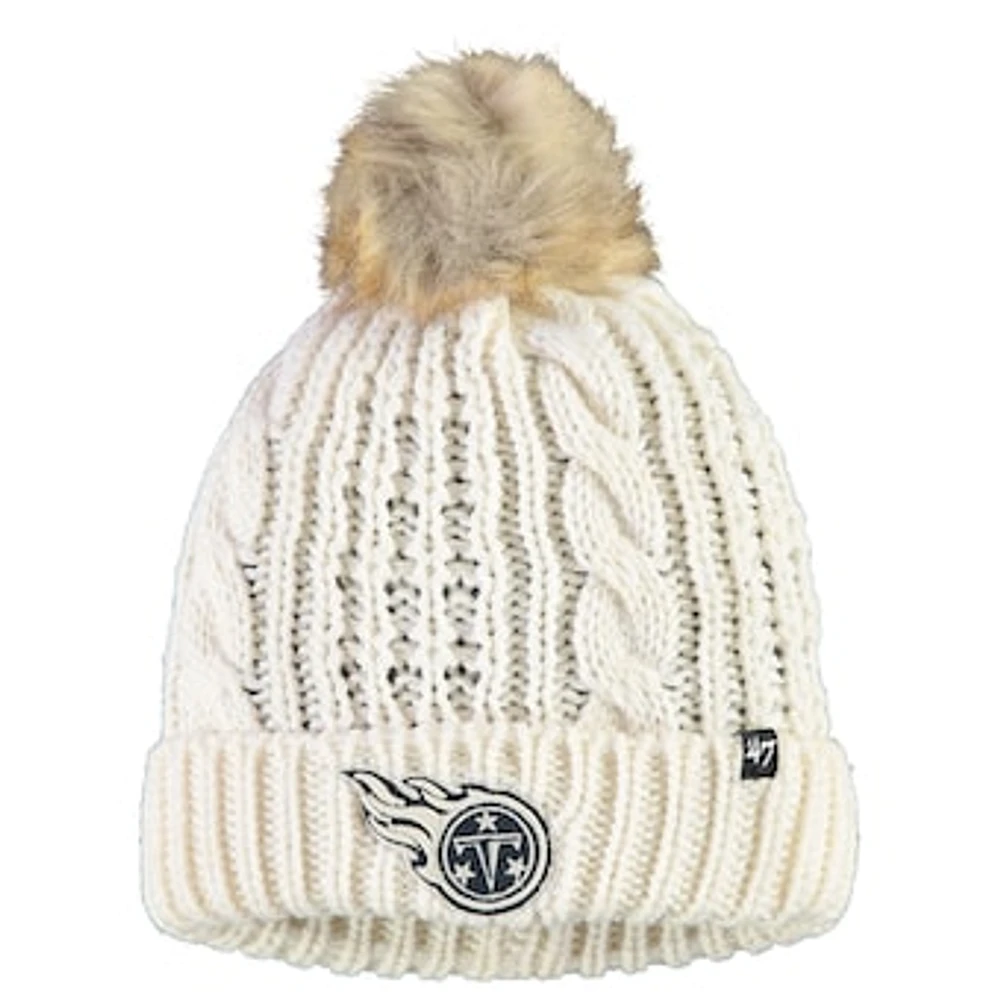 Women's '47 Cream Tennessee Titans Meeko Cuffed Knit Hat With Pom