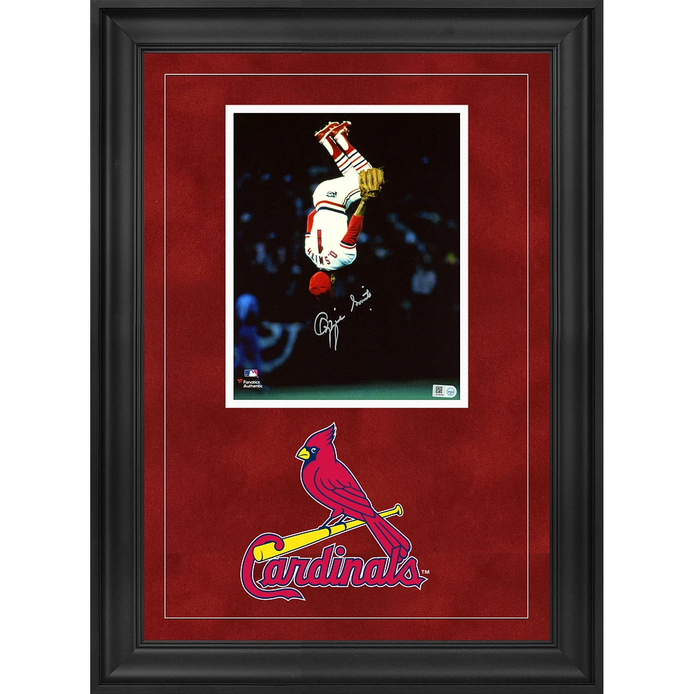 Ozzie Smith St. Louis Cardinals Deluxe Framed Autographed 8" x 10" Vertical Flip Photograph