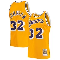 Men's Mitchell & Ness Magic Johnson Gold Los Angeles Lakers 1984/85 Hardwood Classics Authentic Jersey