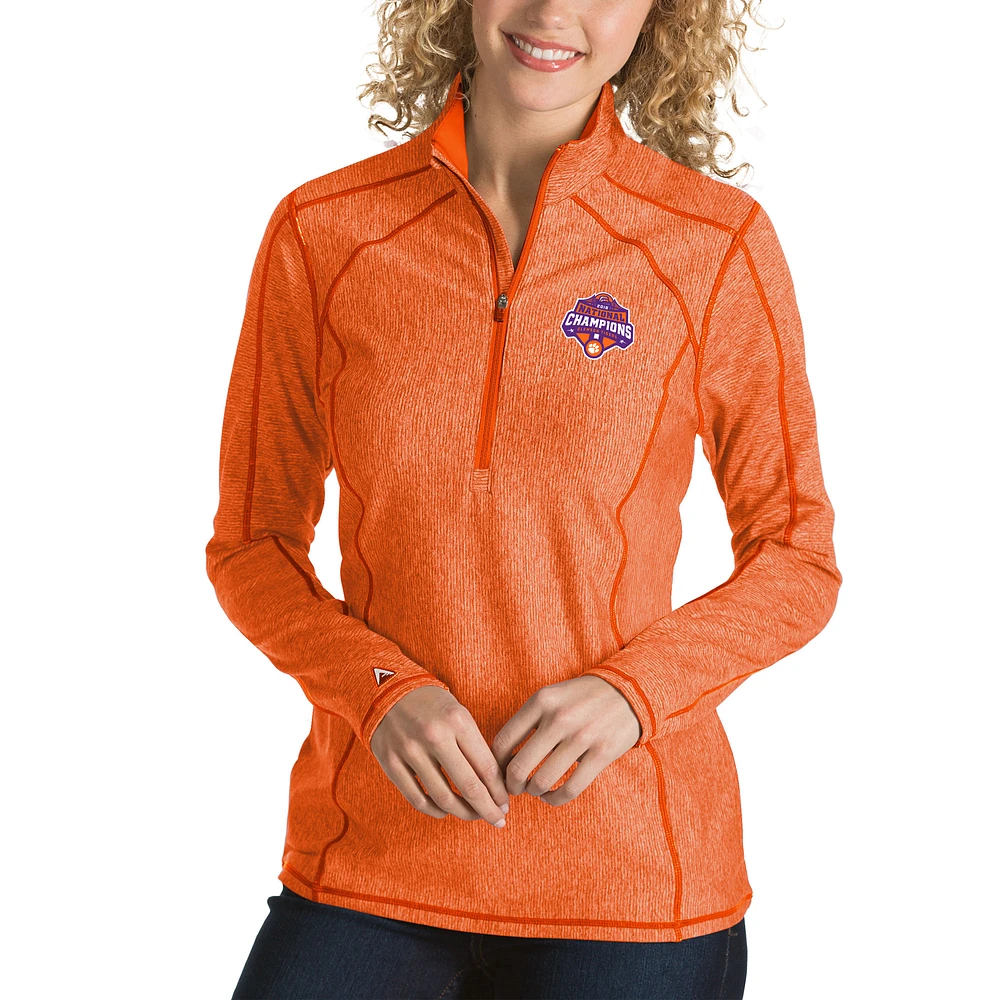 Women's Antigua Orange Clemson Tigers College Football Playoff 2018 National Champions Tempo Quarter-Zip Pullover Jacket