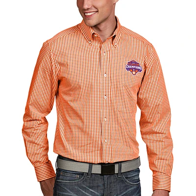 Men's Antigua Orange Clemson Tigers College Football Playoff 2018 National Champions Associate Long Sleeve Button-Down Shirt