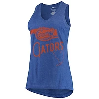 Women's Pressbox Royal Florida Gators Ferris Melange V-Neck Tank Top