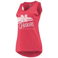 Women's Pressbox Scarlet Nebraska Huskers Ferris Melange V-Neck Tank Top