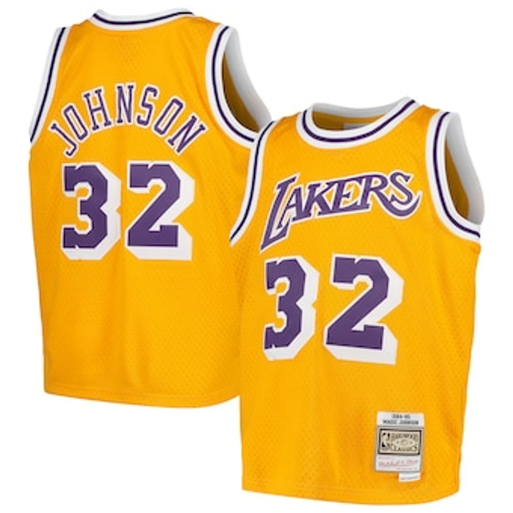 Youth Mitchell & Ness Magic Johnson Gold Los Angeles Lakers Swingman Throwback Jersey