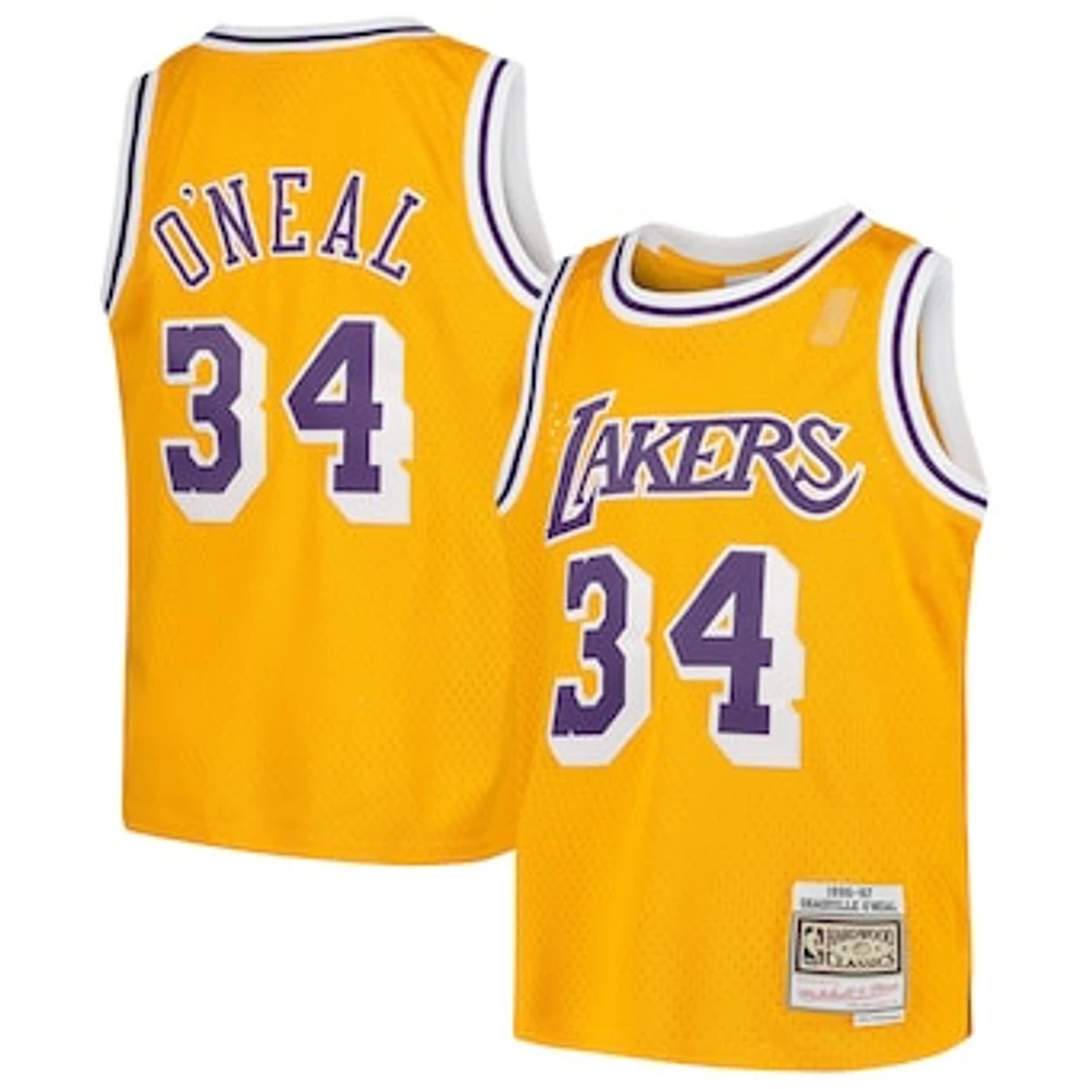 Youth Mitchell & Ness Shaquille O'Neal Gold Los Angeles Lakers Swingman Throwback Jersey