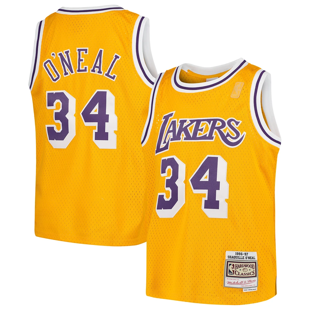 Youth Mitchell & Ness Shaquille O'Neal Gold Los Angeles Lakers Swingman Throwback Jersey