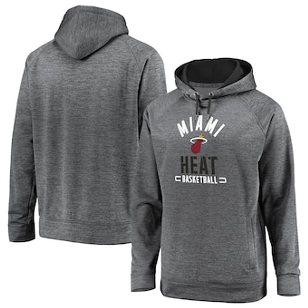 Men's Fanatics Gray Miami Heat Big & Tall Battle Charged Raglan Pullover Hoodie