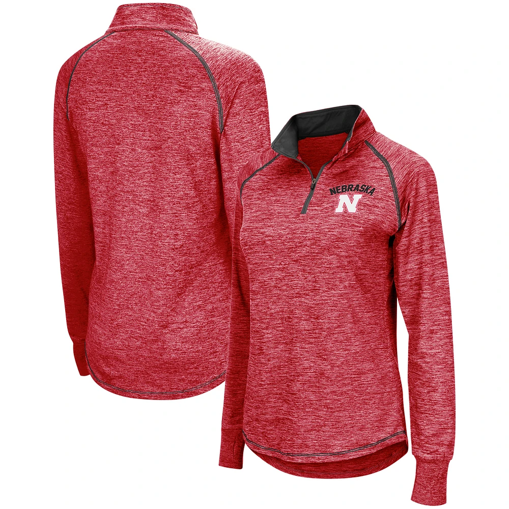 Women's Colosseum Scarlet Nebraska Huskers Bikram Lightweight Fitted Quarter-Zip Long Sleeve Top