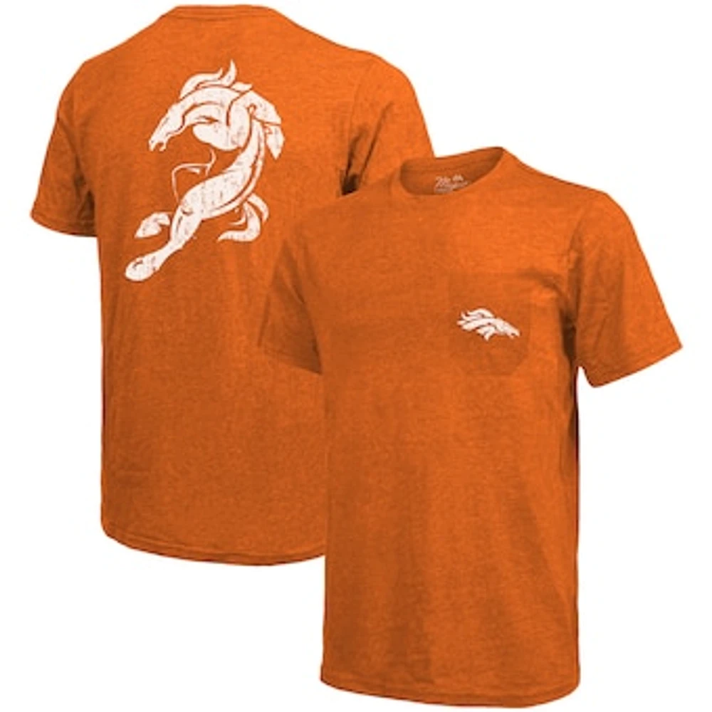 Denver Broncos Majestic Threads Tri-Blend Pocket T-Shirt - Orange