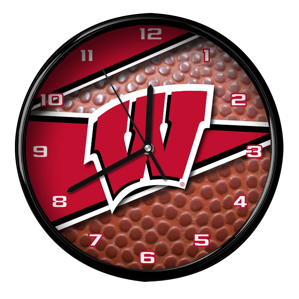 Wisconsin Badgers 12'' Football Clock