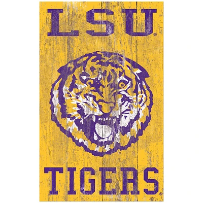 LSU Tigers 11'' x 19'' Heritage Distressed Logo Sign