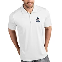 Men's Antigua White Miami Marlins Tribute Polo