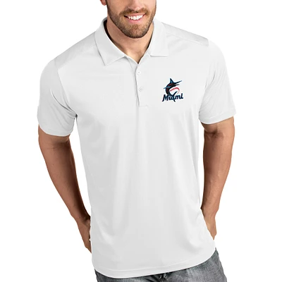 Men's Antigua White Miami Marlins Tribute Polo