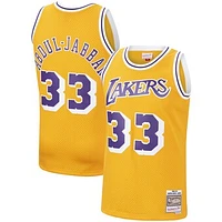 Men's Mitchell & Ness Kareem Abdul-Jabbar Gold Los Angeles Lakers Hardwood Classics Swingman Jersey