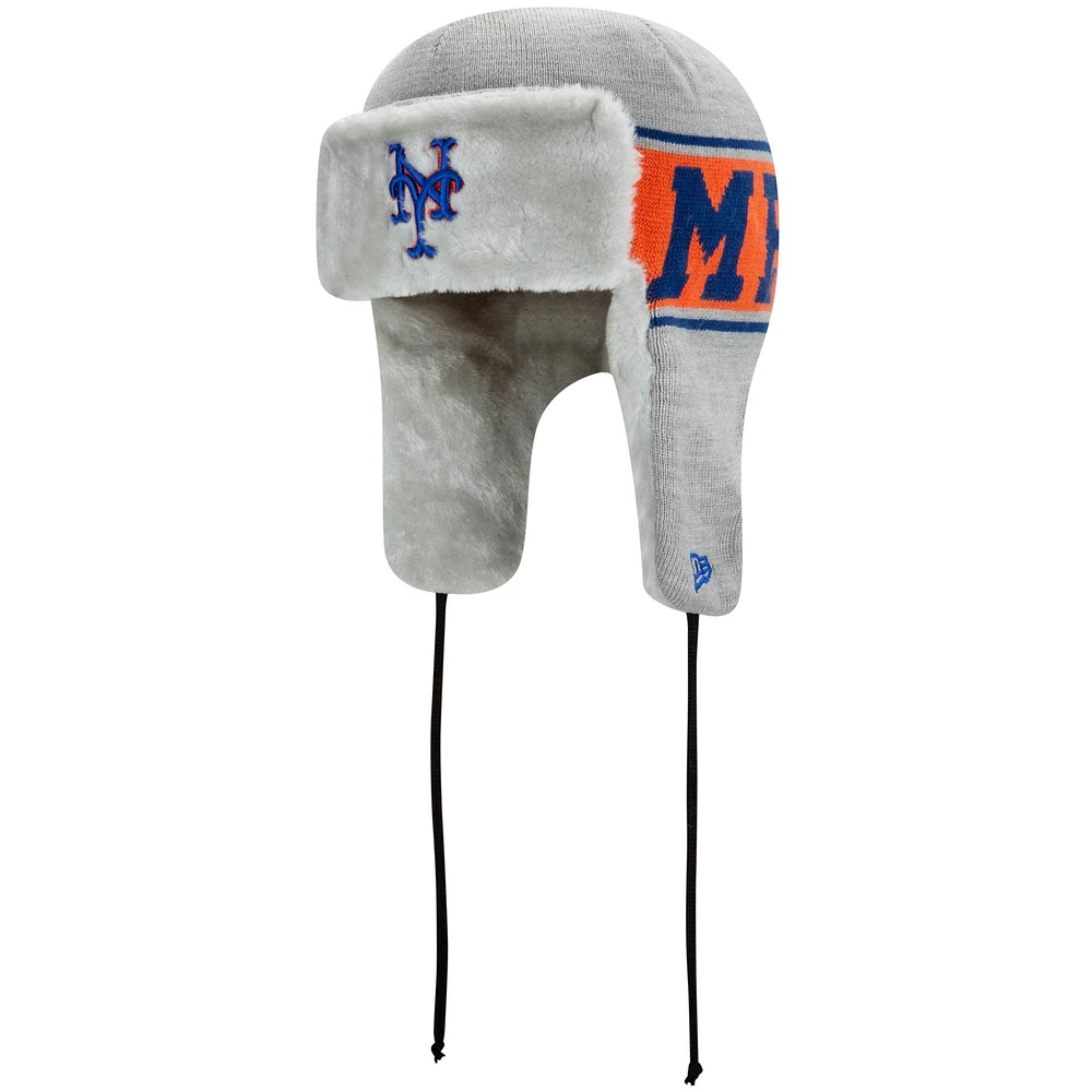 Men's New Era Gray New York Mets Knit Trapper Hat