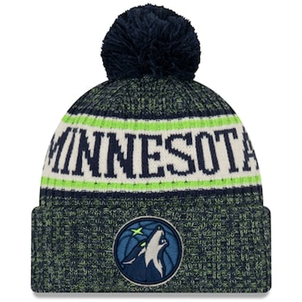 Men's New Era Navy Minnesota Timberwolves Sport Cuffed Knit Hat with Pom