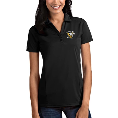 Women's Antigua Black Pittsburgh Penguins Tribute Polo