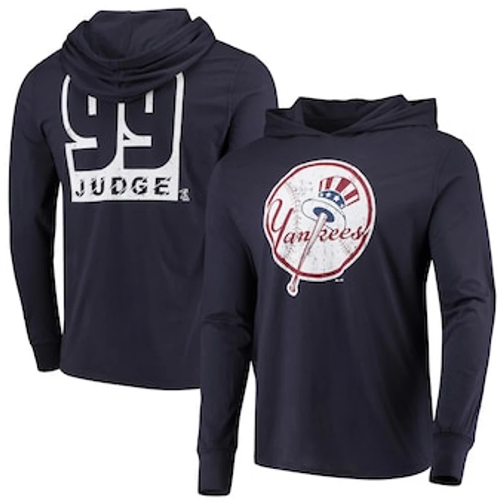 Aaron Judge New York Yankees Majestic Threads Softhand Long Sleeve Player Hoodie T-Shirt - Navy