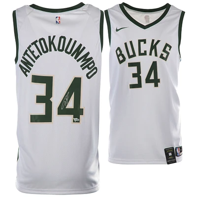 Giannis Antetokounmpo Milwaukee Bucks Autographed Nike White Association Swingman Jersey