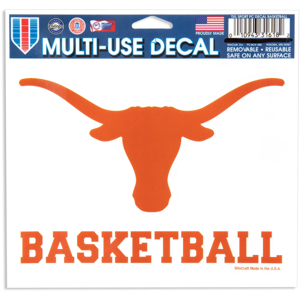 WinCraft Texas Longhorns 5" x 6" Perfect Cut Basketball Decal