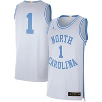 Men's Jordan Brand #1 White North Carolina Tar Heels Retro Limited Jersey