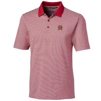 Men's Cutter & Buck Red Maryland Terrapins Big Tall Forge Tonal Stripe Polo