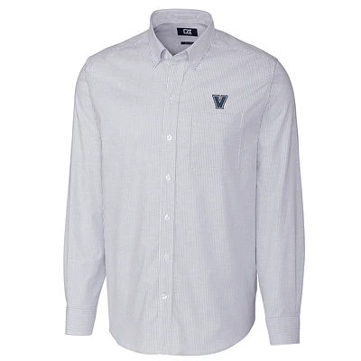 Men's Cutter & Buck Light Blue Villanova Wildcats Big Tall Stretch Oxford Stripe Long Sleeve Button Down Shirt