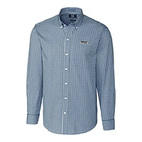 Men's Cutter & Buck Navy Seattle Seahawks Big Tall Stretch Gingham Long Sleeve Woven Button Down Shirt