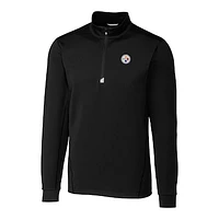 Men's Cutter & Buck Black Pittsburgh Steelers Big Tall Traverse Half-Zip Pullover Jacket