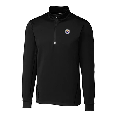 Men's Cutter & Buck Black Pittsburgh Steelers Big Tall Traverse Half-Zip Pullover Jacket