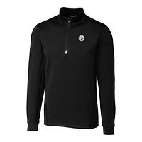 Men's Cutter & Buck Black Pittsburgh Steelers Big Tall Traverse Half-Zip Pullover Jacket