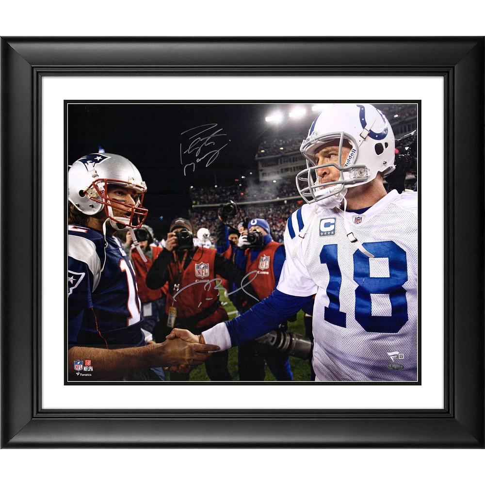 Peyton Manning & Tom Brady Colts vs. Patriots Framed Dual-Signed 16'' x 20'' Handshake Photograph