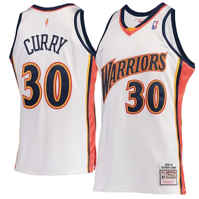 Men's Mitchell & Ness Stephen Curry White Golden State Warriors 2009/10 Hardwood Classics Home Authentic Jersey