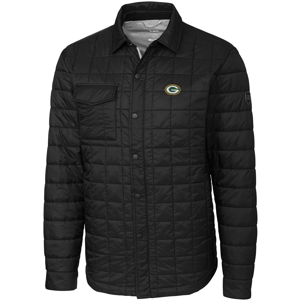 Men's Cutter & Buck Black Green Bay Packers Big Tall Rainier Shirt Jacket