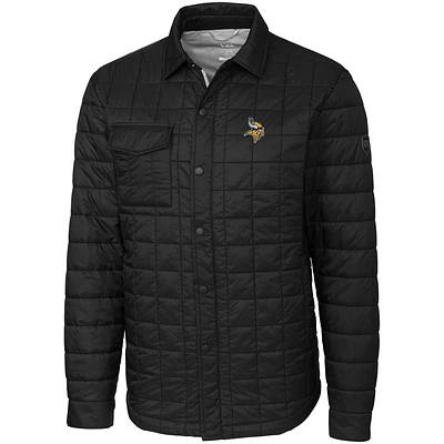Men's Cutter & Buck Black Minnesota Vikings Big Tall Rainier Shirt Jacket