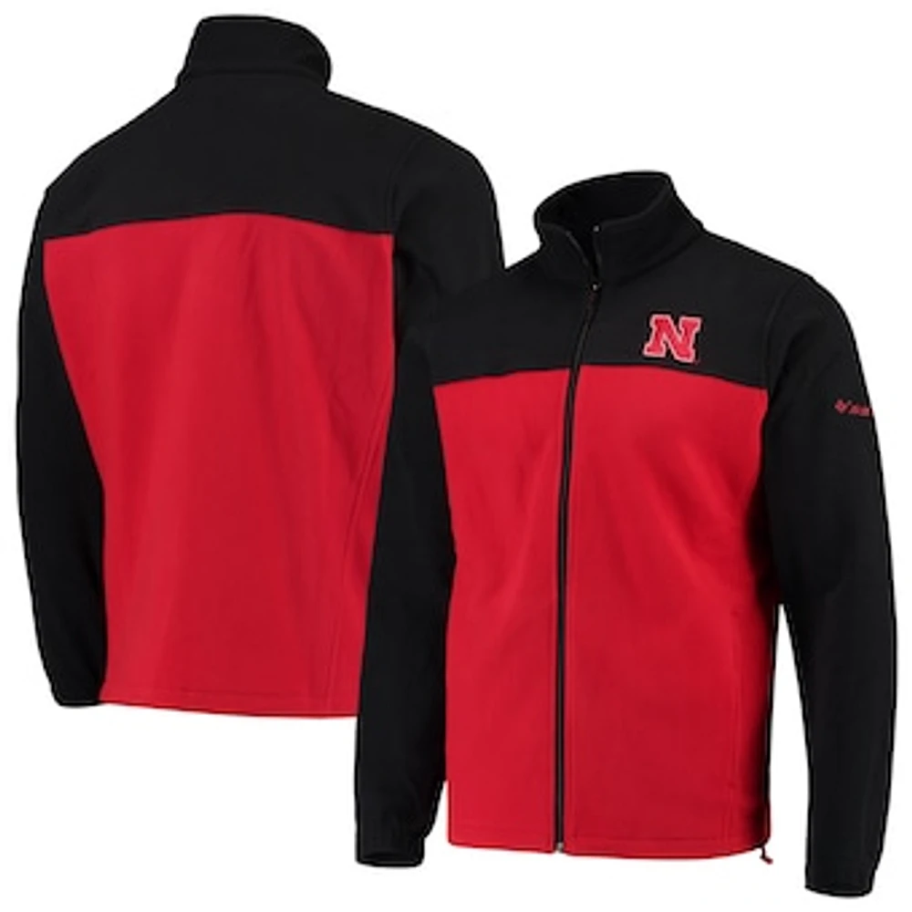 Men's Columbia Black/Scarlet Nebraska Huskers Flanker III Fleece Team Full-Zip Jacket