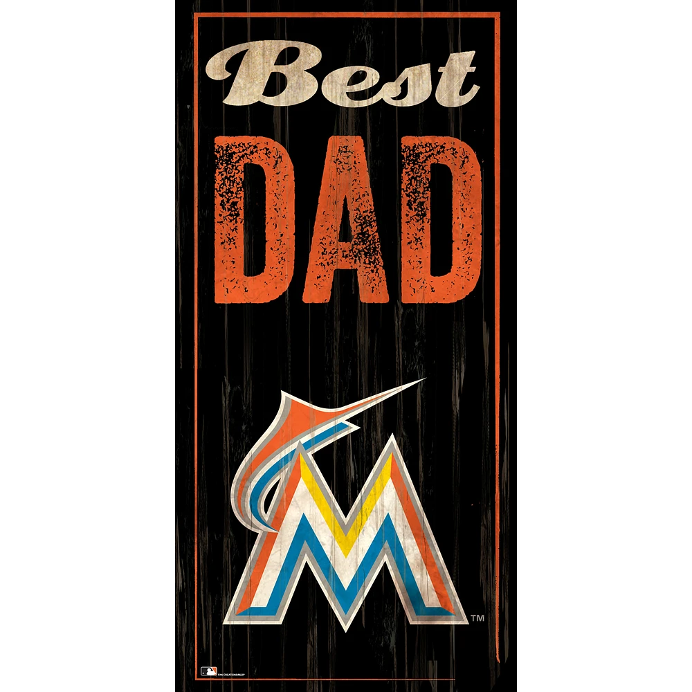 Miami Marlins 6'' x 12'' Best Dad Sign