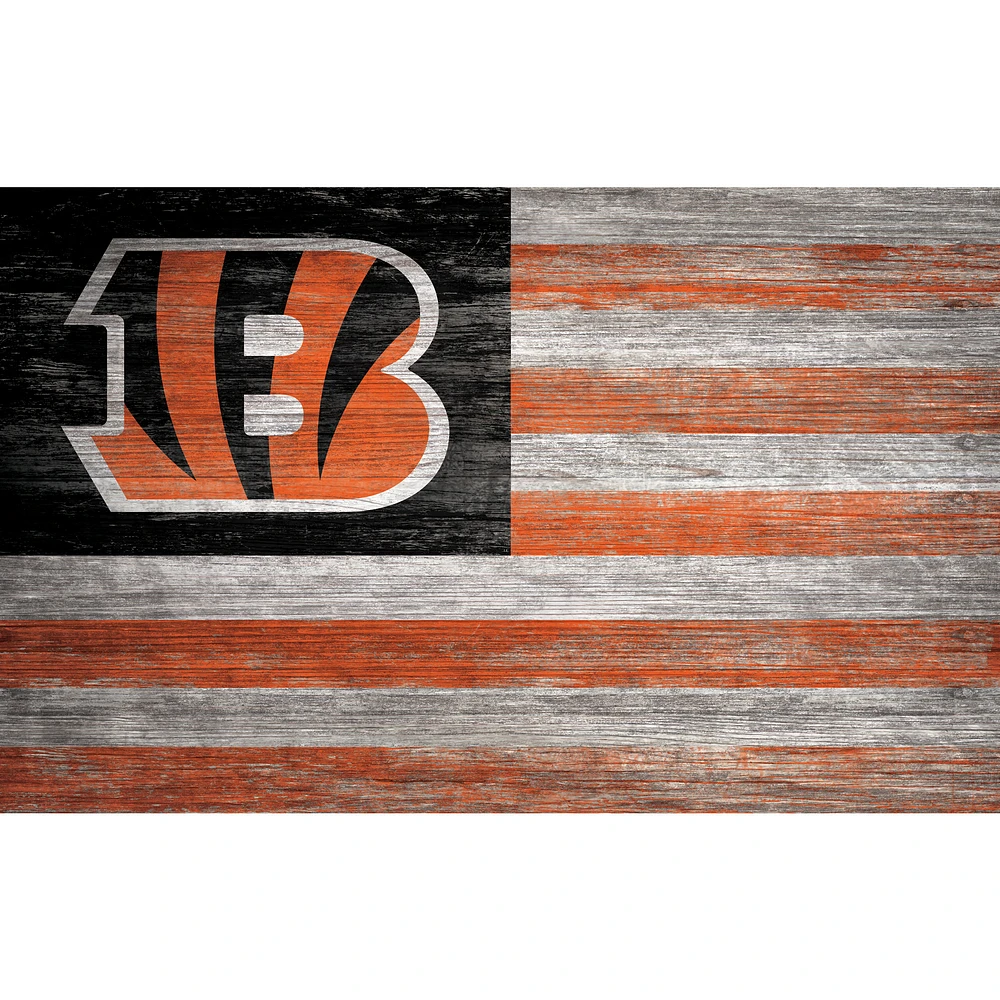 Cincinnati Bengals 11'' x 19'' Distressed Flag Sign