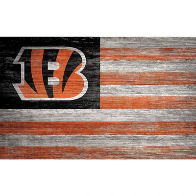 Cincinnati Bengals 11'' x 19'' Distressed Flag Sign