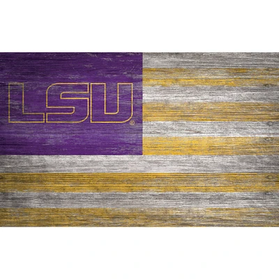 LSU Tigers 11'' x 19'' Distressed Flag Sign