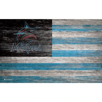 Miami Marlins 11'' x 19'' Distressed Flag Sign