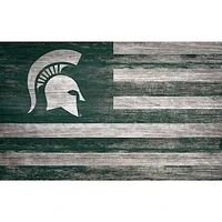Michigan State Spartans 11'' x 19'' Distressed Flag Sign