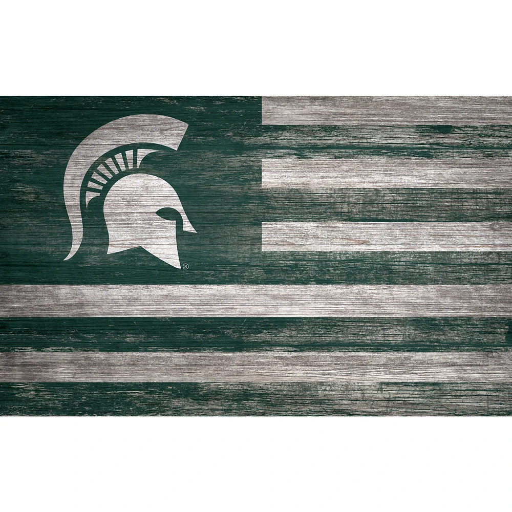 Michigan State Spartans 11'' x 19'' Distressed Flag Sign